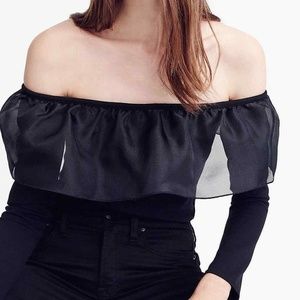 NWT J.CREW Women's Black Trendy Ruffle Top Small S